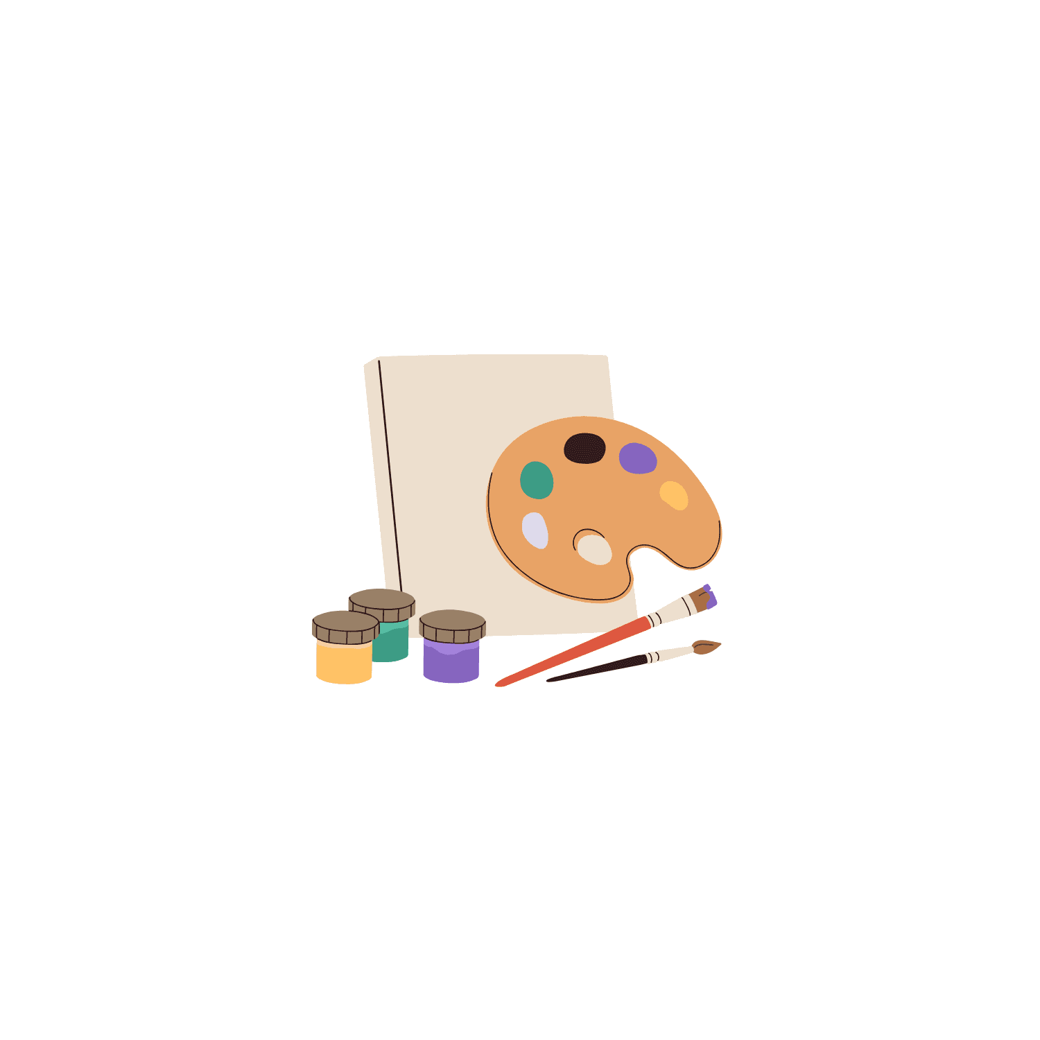 Art buddy — Helper and senior painting together at a sunlit kitchen table
